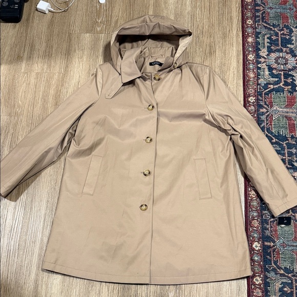 Ralph Lauren Jackets & Blazers - New Lauren Ralph Lauren Hooded Trench Coat in Tan XXL